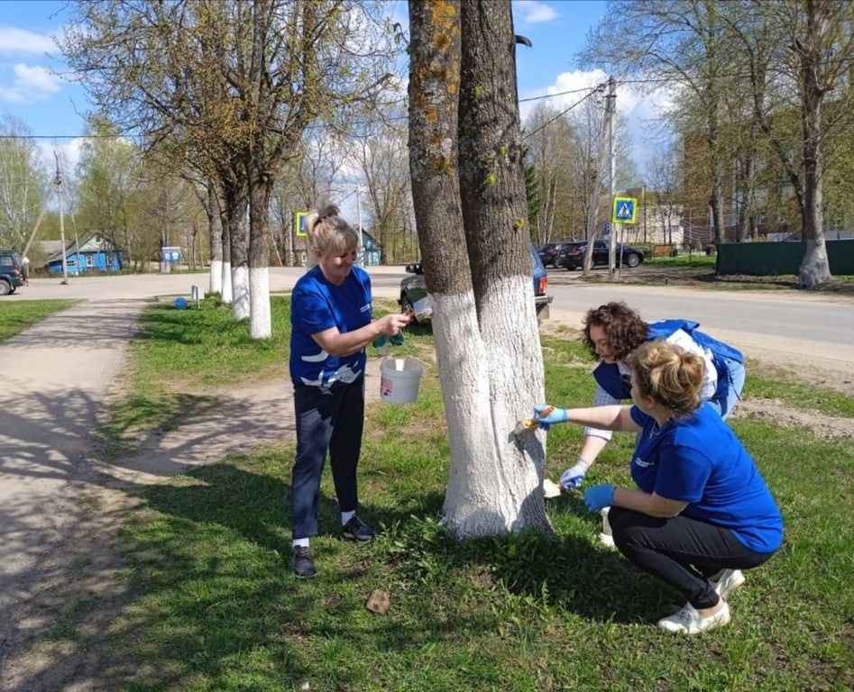 В посёлке Усвяты прошли мероприятия по уборке общественных территорий и центральных улиц поселка.